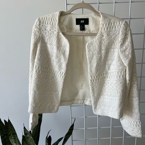 Never worn crochet off white blazer size 2